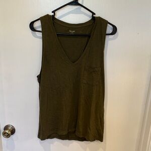 Madewell Deep Olive V-Neck Tank Top